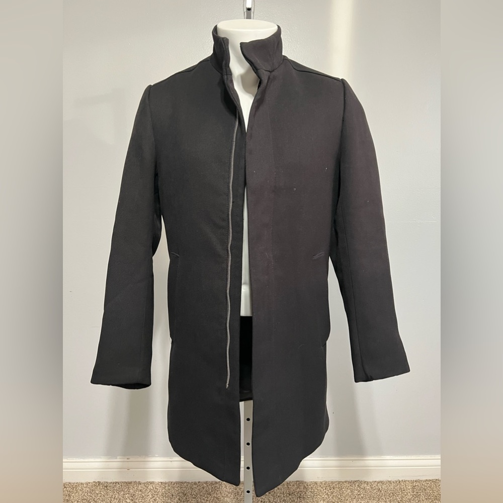 Chimney Collar Long Pea Coat